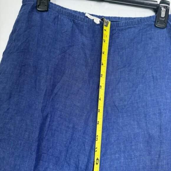 Eileen Fisher Linen Crop Side Zip Lantern Capri Pants Minimalist Wide Blue M P - Picture 12 of 14